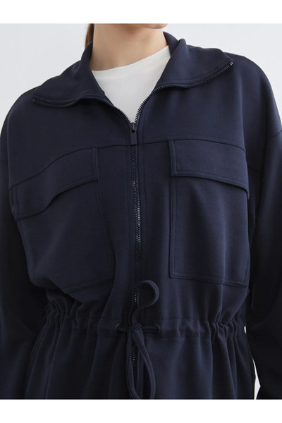 LC Waikiki Stand Collar Oversize Women's Zippered Sweatshirt