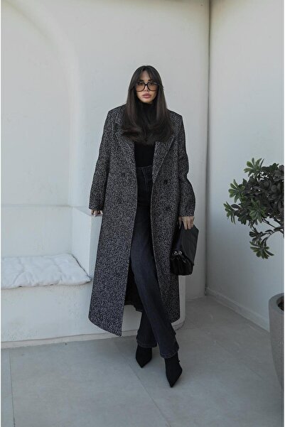 Havoş Black Nurnberg Herringbone Maxi Coat