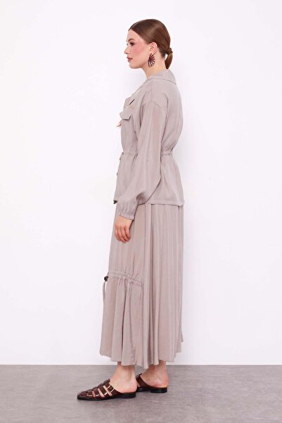 Levidor Stone Hidden Zipper Detailed Skirt Set