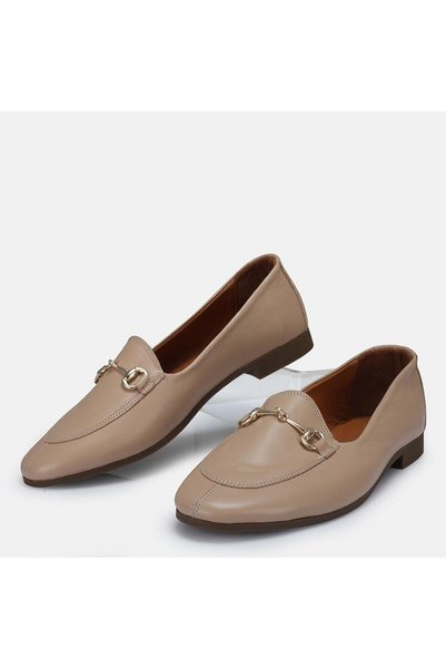 37Numara BÜYÜK NUMARA KADIN HAKİKİ DERİ LOAFER 41-42-43-44-NUDE DERİ
