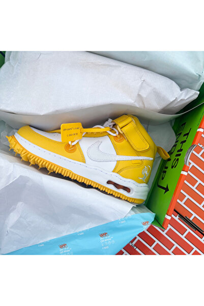 Nike Air Force 1 Mid x Off-White Canary Varsity Maize Yellow Gold Sneakers
