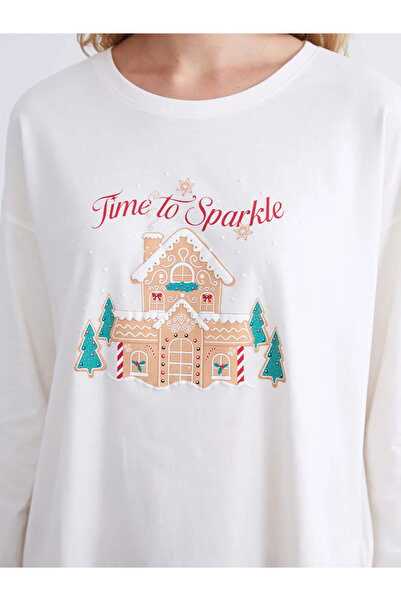 LC Waikiki Crew Neck Christmas Themed Women's Pajamas Set