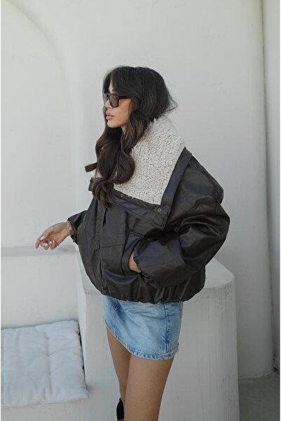 Havoş Brown Side Pocket Fur Collar Coat