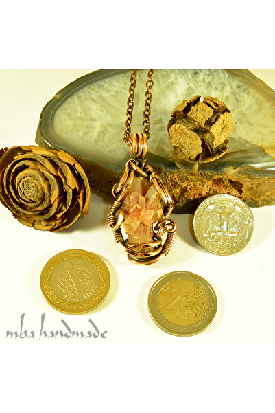 mba handmade jewelry Handmade Pure Copper Necklace with Aragonite Crystal - Single Product