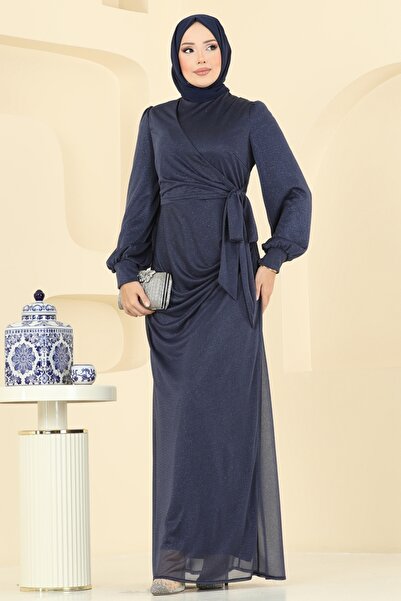 ModaMerve Drape Detaylı Simli Abiye 2829ELCK1161-MS Laci