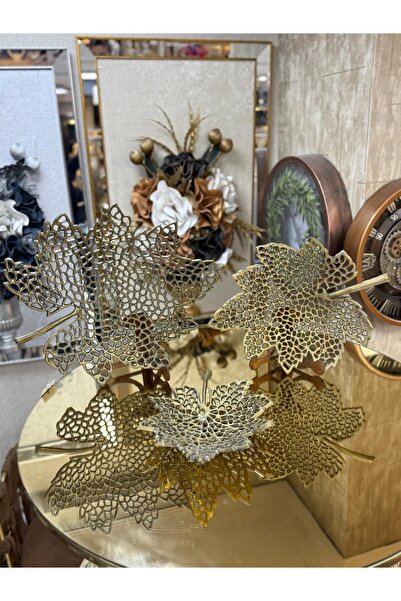 city gold 3'LÜ PİRİNÇ DEKORATİF YAPRAK 28-36-44 CM
