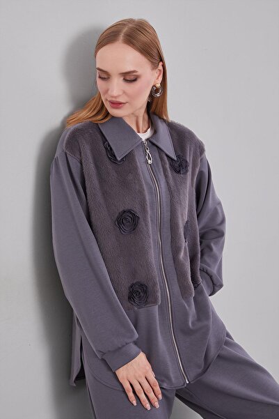 Levidor Anthracite Rose Detailed Double Set