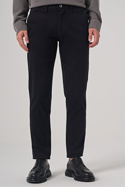 Morven Men's Black Cotton Trend Slim Fit Chino Trousers
