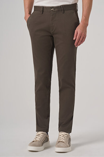 Morven Men's Khaki Cotton Trend Slim Fit Chino Trousers
