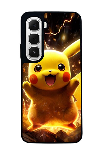 Aksel Kılıf متوافق مع هاتف INFINIX Hot 60i مطبوع ، أسود غير لامع، سيليكون ناع...