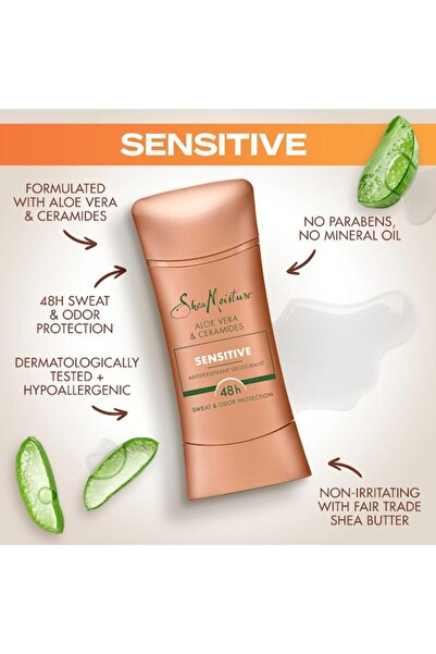 Shea Moisture SheaMoisture Sensitive Deodorant with Aloe Extract and Ceramide, 48-Hour Protection, 74 g