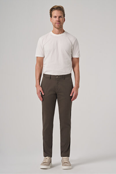Morven Men's Khaki Cotton Trend Slim Fit Chino Trousers
