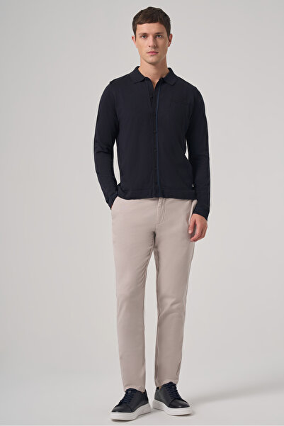 Morven Men's Navy Blue Trend Polo Neck Shirt Knitwear