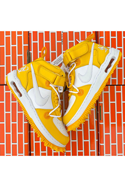 Nike Air Force 1 Mid x Off-White Canary Varsity Maize Yellow Gold Sneakers