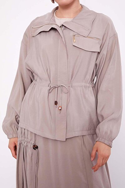 Levidor Stone Hidden Zipper Detailed Skirt Set