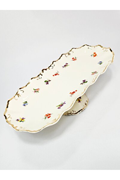 Casalina Ceramic footed platter - floral decoration