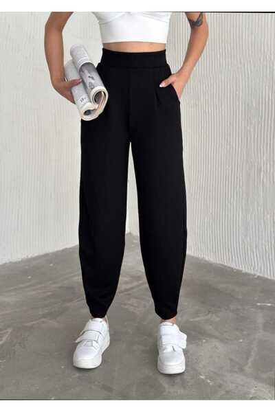 Azra Moda Style Pantaloni plisati din țesătură modal talie înaltă pentru femei