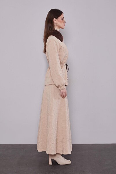 Levidor Beige self-printed skirt set