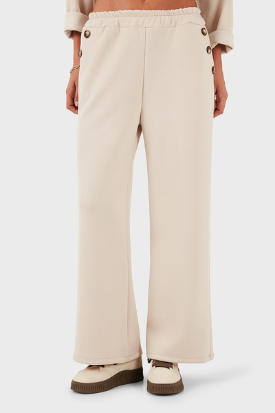 Via Dante Παντελόνι με ελαστική μέση και φαρδύ πόδι με λεπτομέρεια με κουμπιά PANTOLON 6888573
