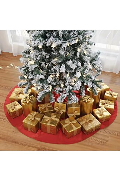 MODA • Red Satin Christmas Tree Skirt 120 cm – New Year Decoration Cover