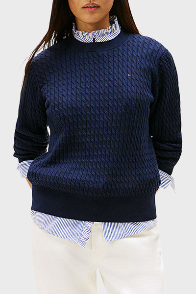 Tommy Hilfiger % 100 Pamuk Regular Fit Bisiklet Yaka Örgü Kazak KAZAK WW0WW44...