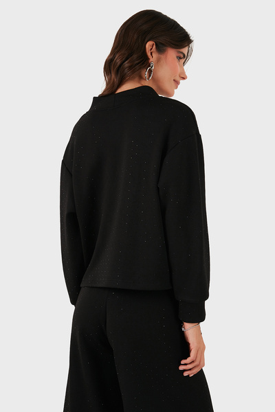 Via Dante Μπλούζα με λαιμόκοψη σε σχήμα V με πέτρες oversized BLUZ 268793733