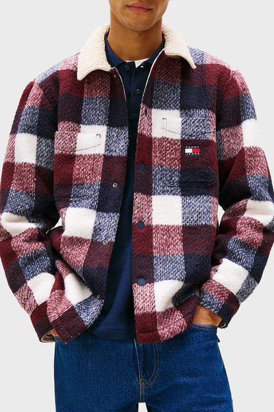 Tommy Jeans iç Kısmı Polarlı Oversize Fit Klasik Yaka Ekoseli Gömlek Erkek GÖMLEK DM0DM22010 C1G