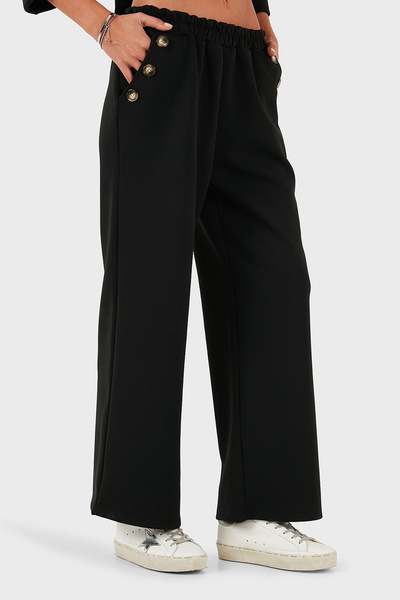 Via Dante Παντελόνι με ελαστική μέση και φαρδύ πόδι με λεπτομέρεια με κουμπιά PANTOLON 6888573