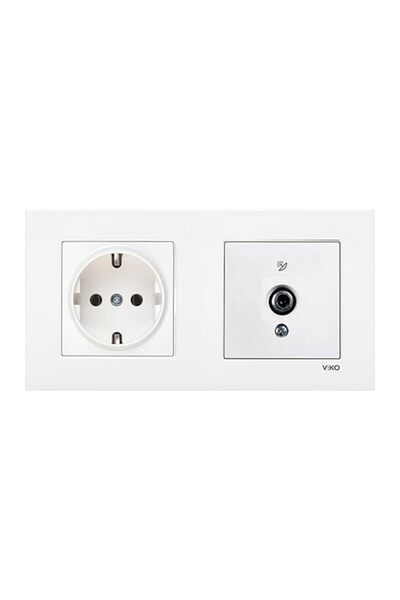 SoyluhanStore Karre White Set of 2 Grounded Socket and F Connector Satellite ...