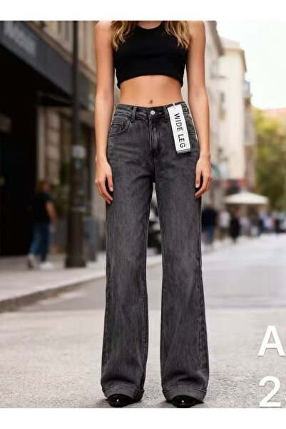 DENRA Simple gray wide leg jeans