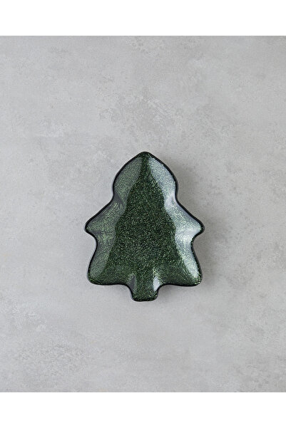 English Home Christmas Tree Glass Snack Bowl 21 cm Green