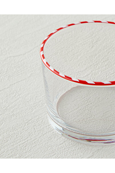 English Home Candy Cane Stripe Glass Snack Bowl 8.5 cm Red