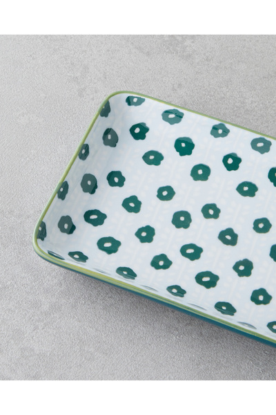 English Home Plantopia Porcelain Boat Plate 17X10 cm White - Green