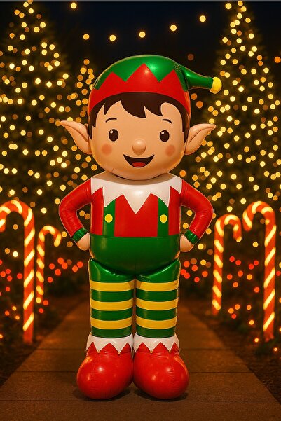 Laviyosa Balon de Crăciun cu picioare, Balon mare din folie cu spiriduș, Orna...