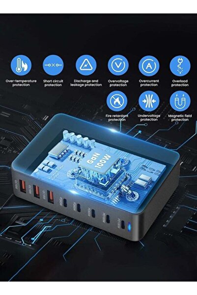 Generic 320W GaN 8-Port USB-C PD Desktop Charger - Fast Charge for iPhone 15/14 & Samsung