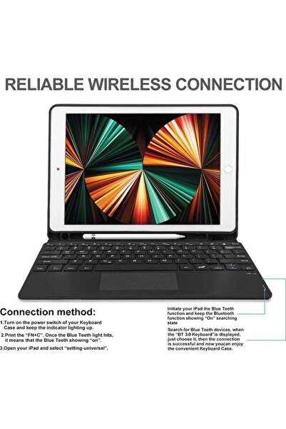 ELTERAZONE 9th Generation Keyboard Case (2021) - 10.2 Case with Keyboard for 8th & 7th Gen / Pro 10.5 WX Black