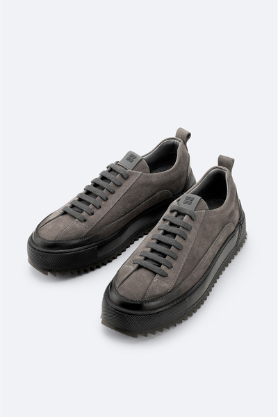 Avva Men's Anthracite 100% Leather Flexible Sole Lightweight Casual Shoes A52Y8023