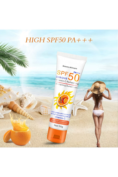 Arabest Vitamin C Organic Sunscreen SPF 50 Oil Free Sunscreen Instant High Protection sunblock cream 50g