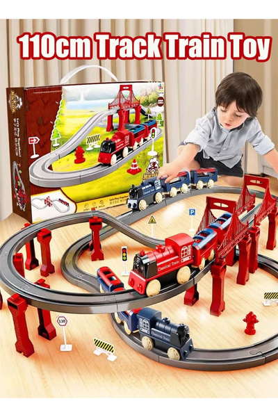 Generic 90cm Electric Rail Train Toy Model Train Toy Birthday Gift Boy's Toy，red