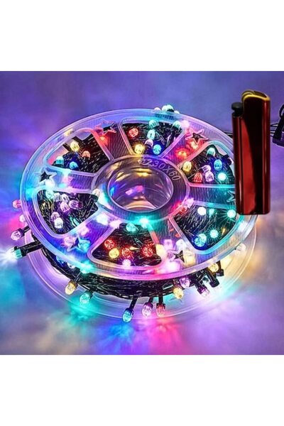 FOTOFUN Σειρά φωτιστικών LED 100 m πολύχρωμα + μεταλλικός αναπτήρας, IP44, 8 ...