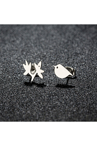 Choice أقراط صغيرة من الفولاذ المقاوم للصدأ باللون الفضي 139 على شكل طائر الس...