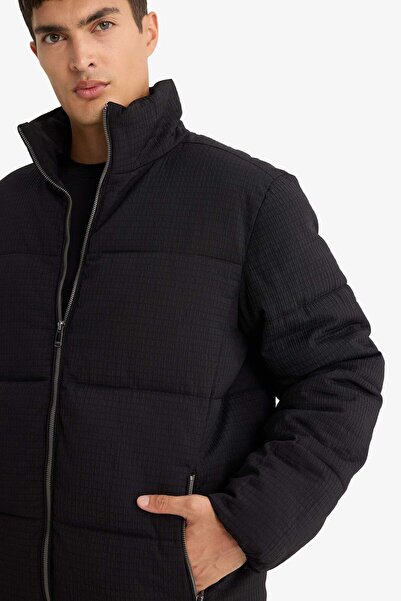 DeFacto Regular Fit Mock Neck Lined Zippered Pocket Winter Coat F0418Ax25Wn