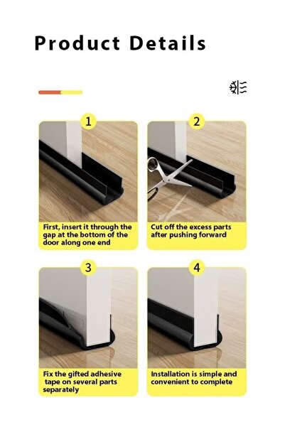 Generic 1Pc Door Draft Stopper 93CM Weather Stripping Door Seal PVC Seal Strip Seal Blocker (Black)