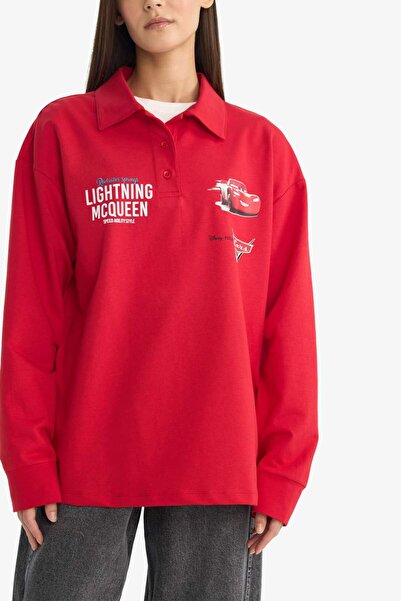 DeFacto Coool Cars Oversized Wide Fit Polo Neck Back Printed Sweatshirt F8916Ax25Au