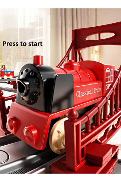 Generic 90cm Electric Rail Train Toy Model Train Toy Birthday Gift Boy's Toy，red