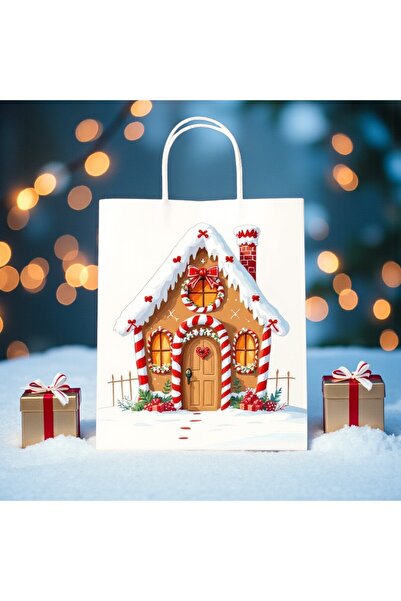 Armada حقيبة هدايا ورقية بيضاء بمقبض ملتوي مكونة من 3 قطع - مع ملصق بتصميم بي...