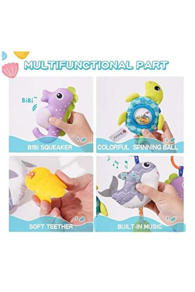 Generic Baby Stroller Arch Toy, Musical Car Seat & Stroller Toy with Animal Accessories