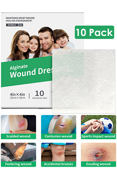 DMYRDH 10cm x 10cm Calcium Alginate Wound Dressing Patches Sterile Pad Highly Absorbent Soft Dressing Gauze
