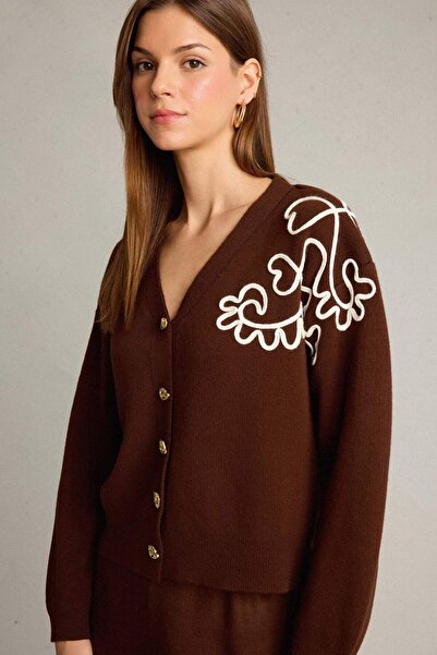 DeFacto Oversized Wide Pattern Embroidered Buttoned Cardigan G6305Ax25Wn