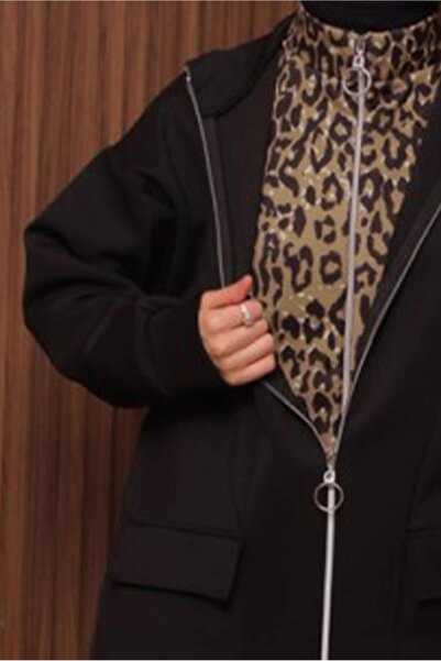 TRENDTESETTÜR Women's Black Pants and Scuba Knitted Suit t 8335